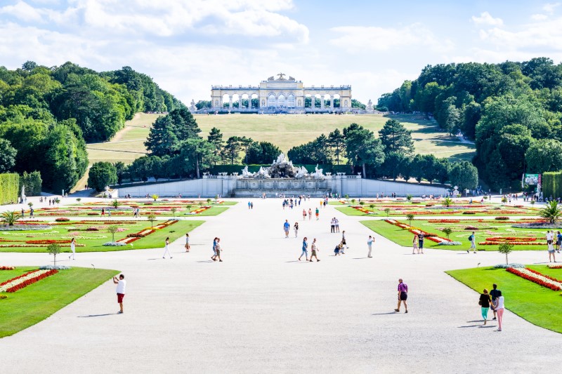 Park and Schönbrunn Palace in Vienna, Austria