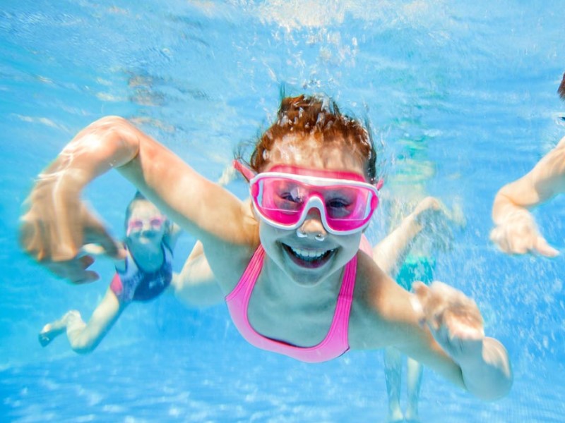 relaxing in the swimming pools for children